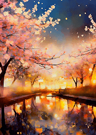 Beautiful night cherry blossoms#2305