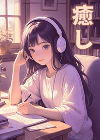 文藝生活-聽著音樂讀書的女孩5.0 粉紫色