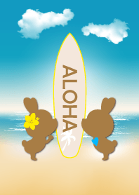 suntan rabbits and surfboard ALOHA 3.