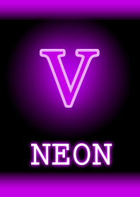 【V】イニシャル ネオン 紫