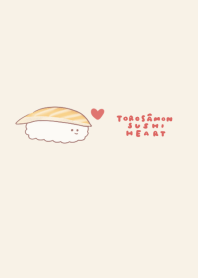 simple fatty salmon sushi heart beige