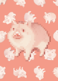 ブタ ランダムのドット絵Red 02