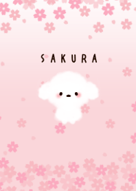 Cherry blossom and toy poodle theme.