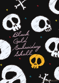 ブラック ゴールド 刺繍ドクロ