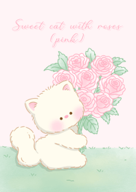 Sweet cat with roses (pink)