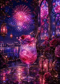 Purple2 Rose Fireworks Glass Terrace