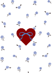 Tiny Flowers, Ribbons & Hearts (Blue 01)