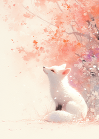 Snow Fox Under the Cherry Blossoms JP