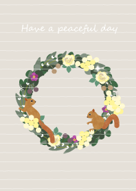 Flower and squirrel.Gentle brown Theme.