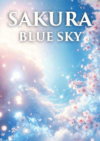 幻想的な桜と光が舞い散る春の青空