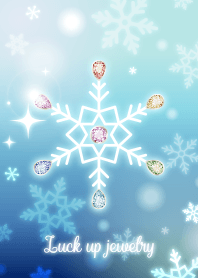 雪の結晶と幸運の宝石(青)