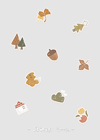 森林貼紙簿：秋天白色