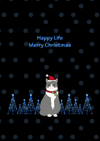 메리 크리스마스(회색 흰색 고양이)