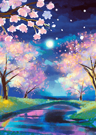 Beautiful night cherry blossoms#876