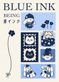 blue ink being