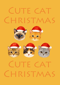 แมวน่ารักคริสต์มาส-สีเหลือง