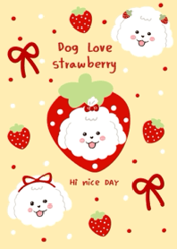 Dog love strawberry minimal yellow cute