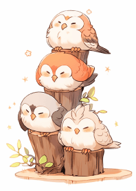 Cute owls stack up