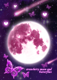 strawberry moon and butterflies