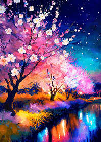 Beautiful night cherry blossoms#2530