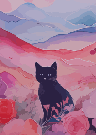 Cat looking here on purple