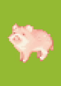 猪像素艺术主题绿色03