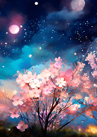 Beautiful night cherry blossoms#1346