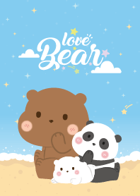 Three Bears The Beach Blue