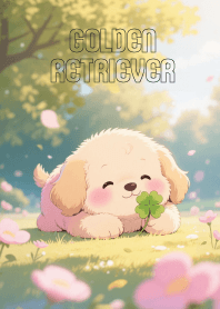 Cute Golden Retriever  In Clover