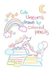 Cute Unicorns drawn by colored pencils