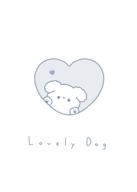 dog in heart-gray blue white