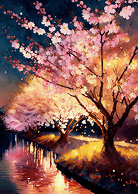 Beautiful night cherry blossoms#1785