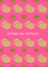 CAPYBARA AND FOOTPRINTSj-FLASHY PINK