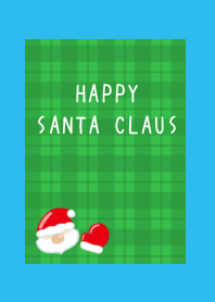 HAPPY SANTA CLAUS-GR CHECK-BLUE-GREEN