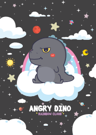 Angry Dino Rainbow Cloud Black