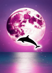 dolphin and pink moon