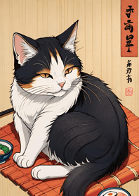 Ukiyo-e Meow Meow Cats 3570Da