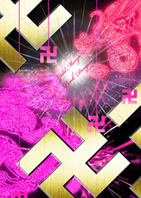 卍Gold Manji Pink Dragon卍