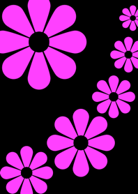 ピンクの花模様 [ 黒背景 ]
