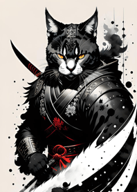 Ink wash cat samurai FB125b
