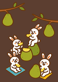 Rabbit eating grapefruit-Dark Brown