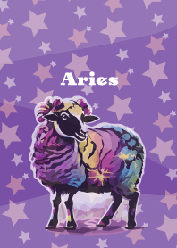 Aries constellation on purple