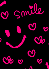 スマイルハート沢山-黒×ピンク-
