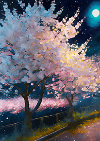 Beautiful night cherry blossoms#2559