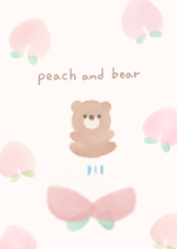 Watercolor peach and bear