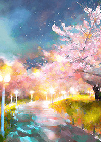Beautiful night cherry blossoms#916