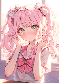 high school girl with pink twin tails 2