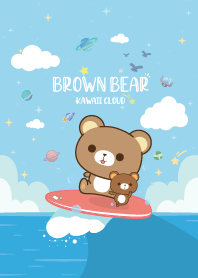 Brown Bear On The Sea Surfboard