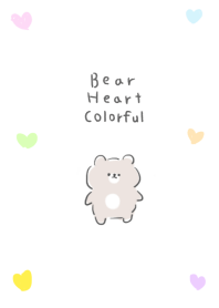 simple bear  colorful heart white blue.