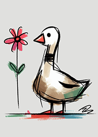 Whimsical Goose & Blossoms